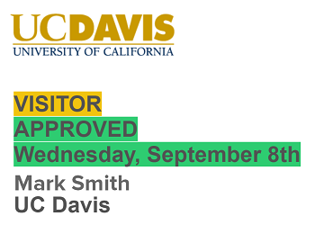 Visitor approved badge for daily symptom survey