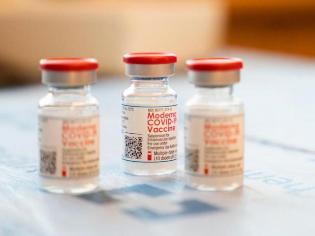 Vials of Moderna COVID vaccine